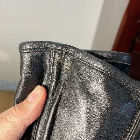 MEANA STYLES Black Faux Leather Hook Front Boned Corset Size 24” - Picture 9 of 9